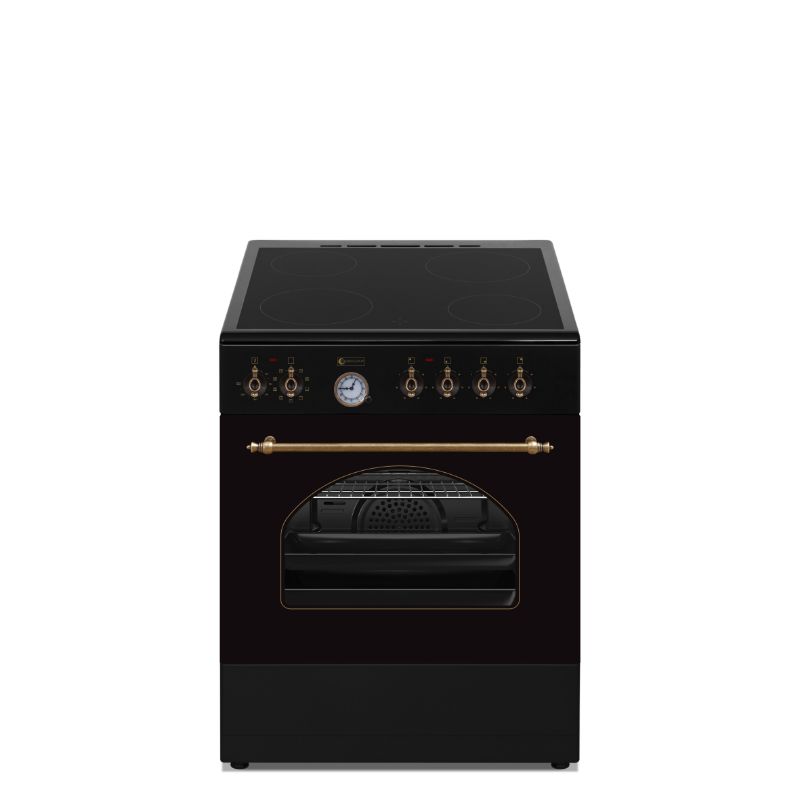 תנור משולב כיריים קרמיות כפרי שחור AM-6060-VTR-R-BLK